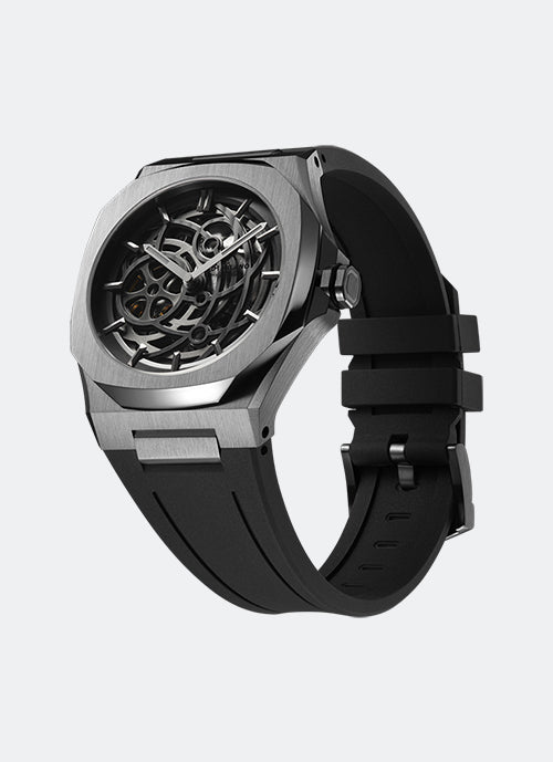 Skeleton Rubber 41.5mm - Gun Metal D1-SKRJ11