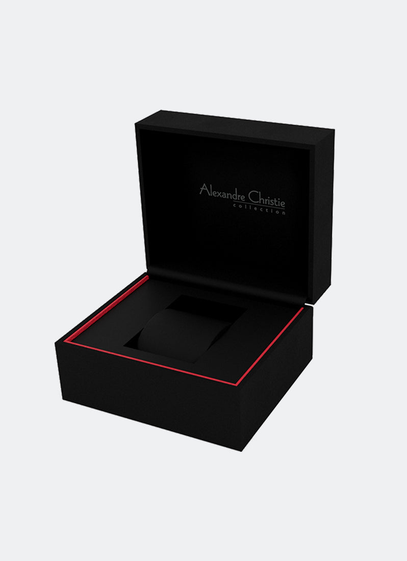 Alexandre Christie Collection Men Chrono Band Black Rose Gold Black Dial  44mm - AC9205BCBBRBA