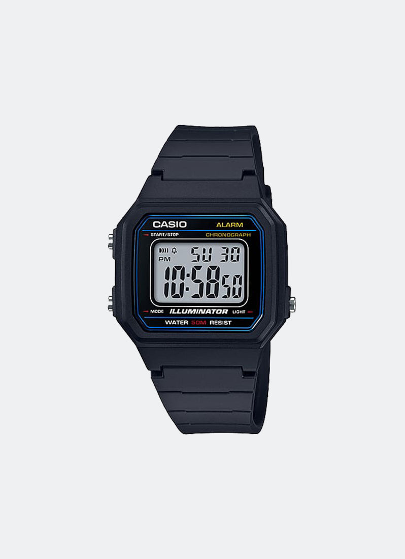 Casio Digital Black Resin Strap 41.2mm Women W-217H-1AVDF