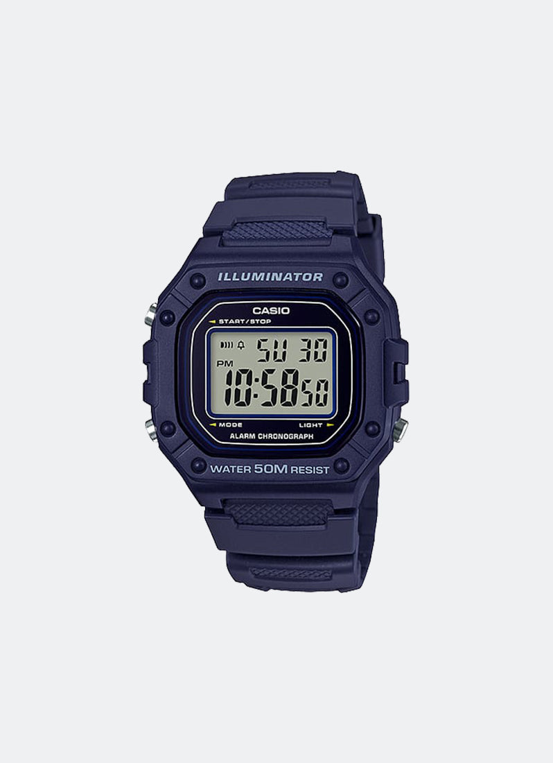 Casio Digital Blue Resin Strap 43.2mm Women W-218H-2AVDF