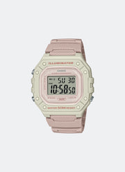 Casio Digital Baby Pink Resin Strap 43.2mm Women W-218HC-4A2VDF