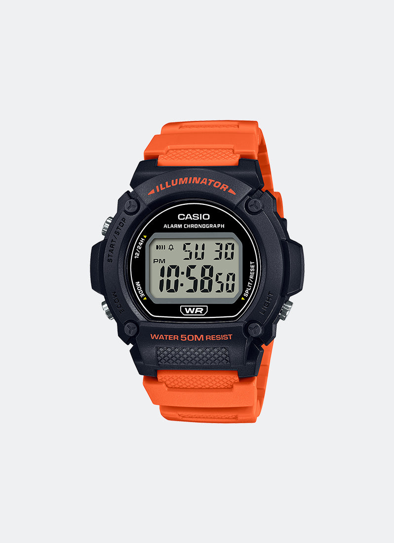 Casio Digital Orange Resin Strap 47mm Men W-219H-4AVDF