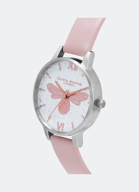 Midi Honey Bee Dusty Pink and  Silver 30mm